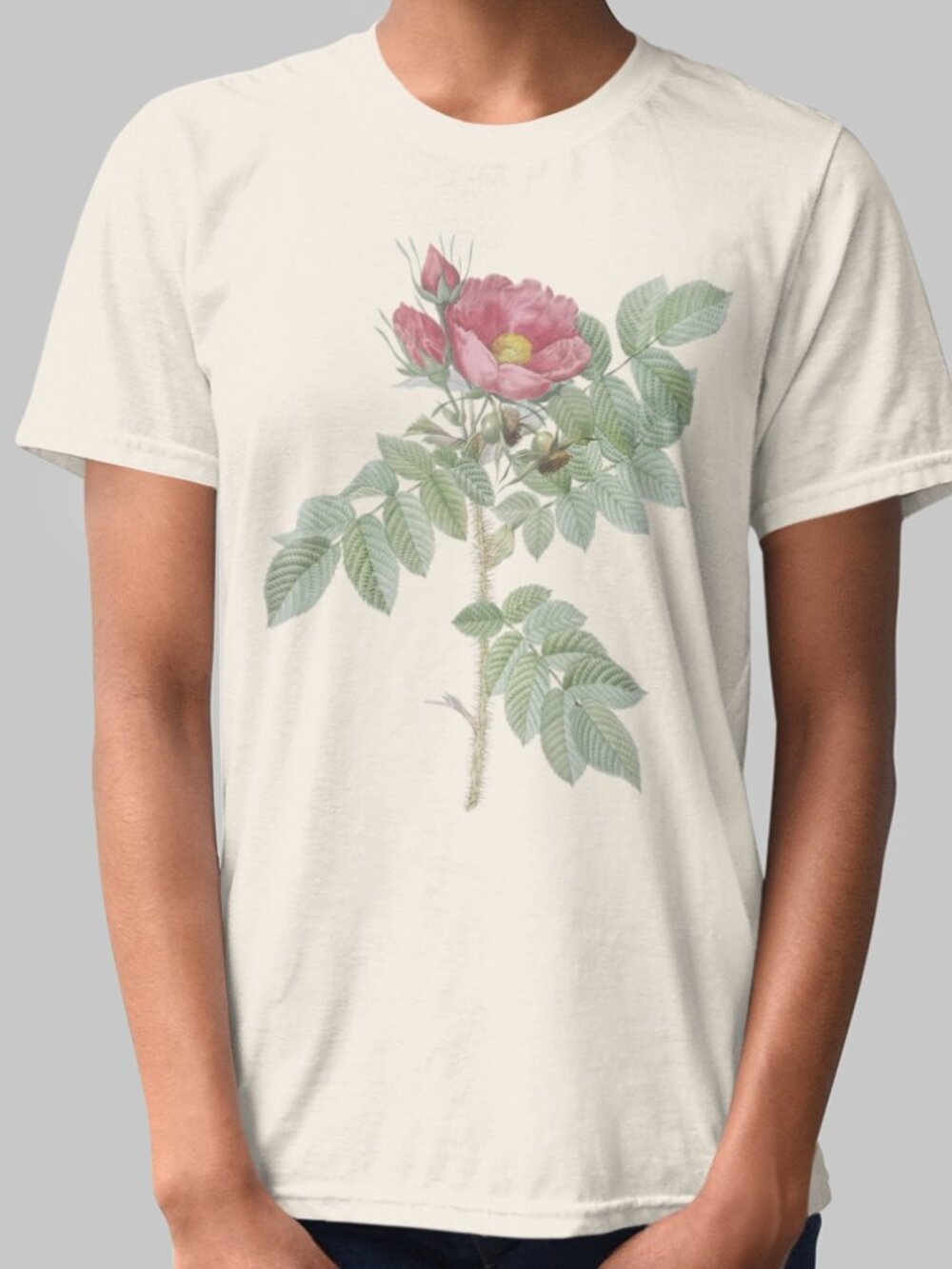 Kamtschatka Rose Vintage Floral Print Short Sleeve Graphic Tee T-shirt S-XXL